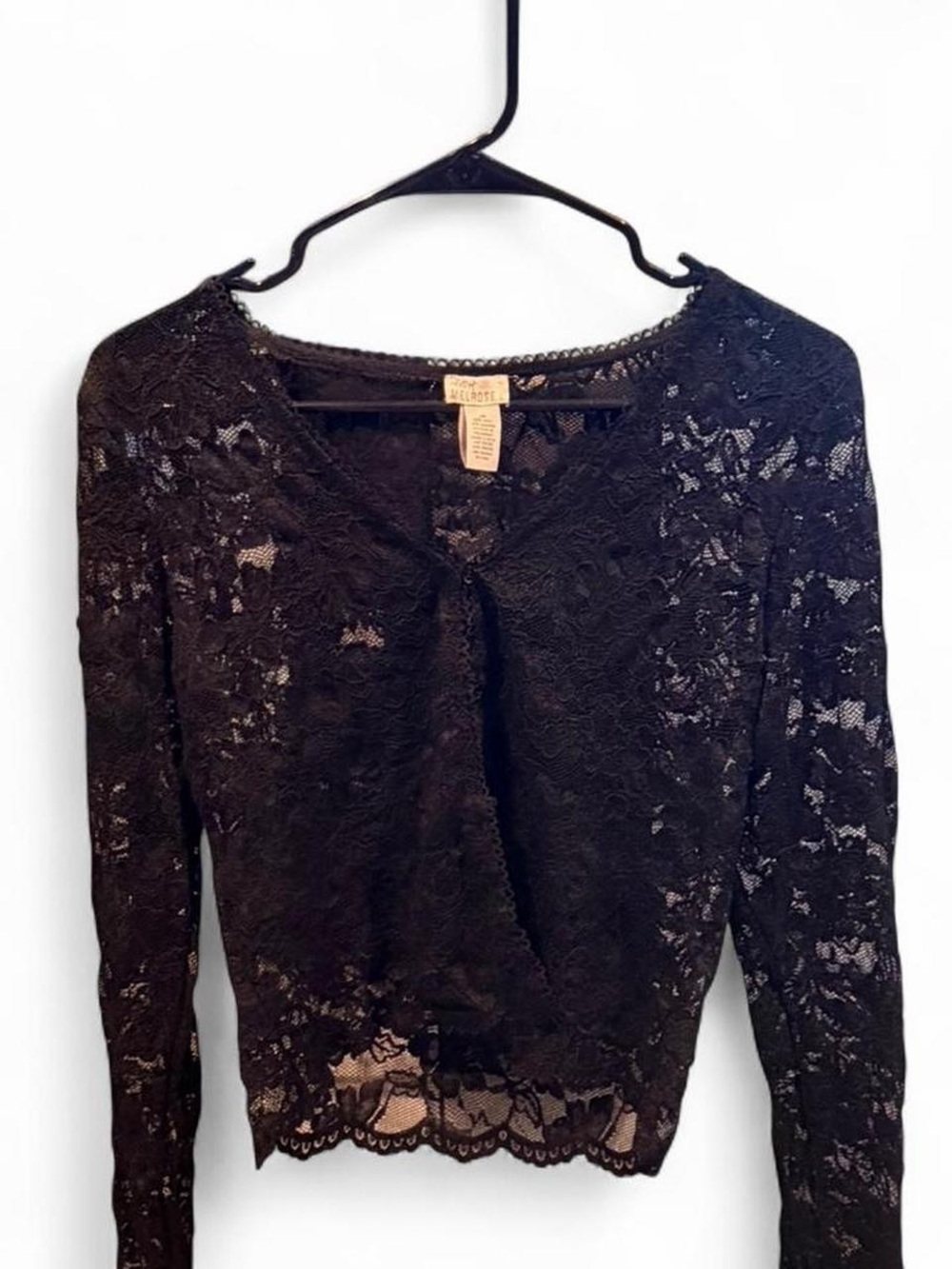 West of Melrose Black Lace Sheer Blouse